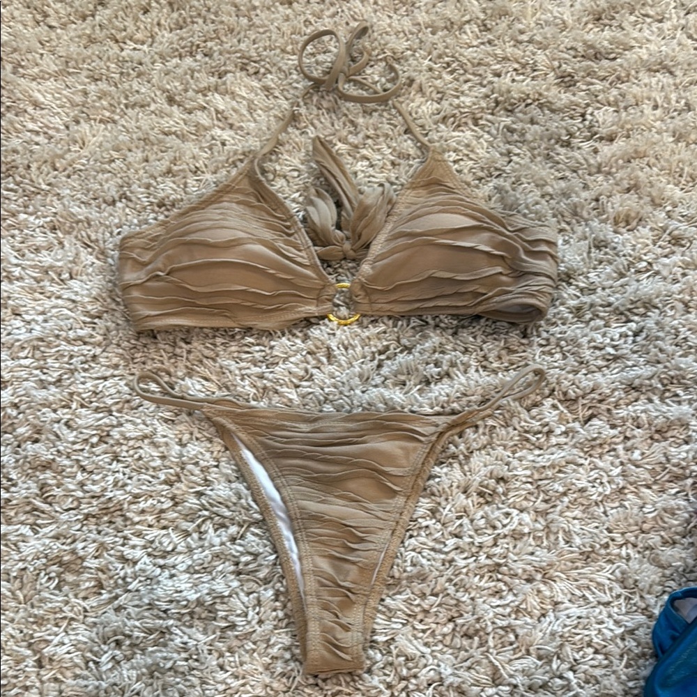 Tan Textured Bikini Set